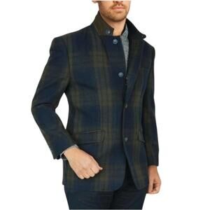 Enzo Tovare Mens Dan Wool Blend Plaid Winter Jacket Sports Coat Size 44R Preppy